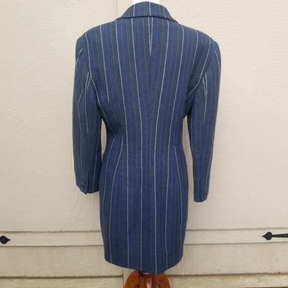 Vintage Missoni Donna Blue Pinstripe Double Breasted Wool Coat - Picture 5 of 9